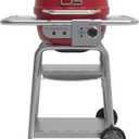 Charbroil 3-in-1 Dual Fuel Outdoor Bistro Pro Electric Grill & Griddle + Charcoal Mode BBQ, Red - 25302146