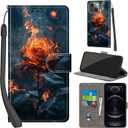 Case Wallet for iPhone 13 / iPhone 14, with [3 Card Slots], Kickstand Magnetic Closure PU Leather Shockproof Protective Flip Cover 6.1", Burning Roses (Pic:09)