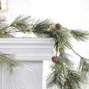 6.4ft Smokey Christmas Garland with Lights, Prelit Natual Rustic Cedar Pine Garland with Pine Cones for Home New Year, Mantle, Fireplace, Indoor Outdoor Decoration Simple Garland