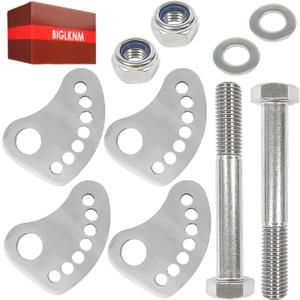 2 Pack 304 Stainless Steel Caster/Camber Bolt Kit Fit for Chevy Silverado GMC Sierra 1500 2500 3500 2WD 4WD 1999-2019 Arm Alignment Cams Plate with Heavy Duty Bolts Washers Nuts Kit