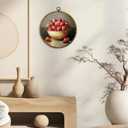 CUANFDDSF Moody Strawberry Cottage Kitchen Round Wall Art, Still Life Country Kitchen Wall Hanging Frame Decor, Vintage Fruit Farmhouse Canvas Prints Decorations for Home Dining Room, 10x10 Inch (Colour 05)