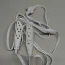 Twin Extension-Cord Power Strip - 12 ft - Flat Wall Plug - 3 Prong Split Extension Cord with 6 Outlets - Double Power Strip for Behind Bed, Couch, Nightstands, Vanity, Furniture (White)