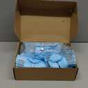 Weewooday 100 Pcs Frosted Plastic Gift Bags with Handles for Small Business Clear Shopping Bags with Cardboard Bottom,4 Sizes (Blue)