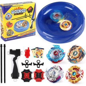 Bay Battle Burst Avatar Attack Battle Set with Two String Launcher and Grip Starter Set, Blue