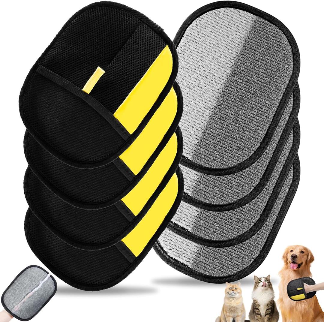 3 x 4 Pack Pet Hair Removal Glove,Efficient Pet Hair Remover for Dogs and Cats,Gentle Dog Hair Remover and Cat Hair Remover,Soft Pet Hair Remover Glove for Furniture and Clothing,Hair Removal Glove