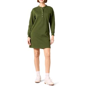 Amazon Essentials Women's Knit Henley Sweatshirt Dress, Dark Olive, 4X