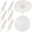 Sadnyy 33 Inches Paper Umbrellas Paper Decorative Chinese Japanese Parasol Umbrella DIY Oiled Painting Umbrellas Crafts for Wedding Bridal Party Decor(White,36 Pack)