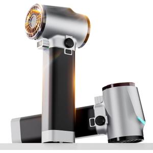 Oley Turbo Dryer Blower for Car,220MPH/3.1LB Thrust Car Dryer Air Blower-750W Brushless Motor,Infinitely Variable Speed,COB Lights&Silicone Grip|Lightweight Leaf Blower - for Car,Patio (Black White)