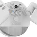 Lithonia Lighting HomeGuard 2-Light LED Outdoor Flood Lights, Motion Sensor Outdoor Lights with Dusk to Dawn, Adjustable Lumens and Color, Round Heads, White (HGX LED 2RH ALO SWW2 120 PIR WH M2)