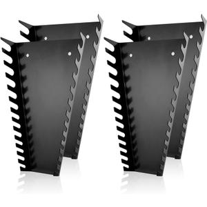 ALOANES 52-Slot Metal Wrench Organizer, Heavy Duty Tool Tray for Tool Box, Fit SAE & Metric Wrench Storage, 4 Pack Wrenches Holders(Black)