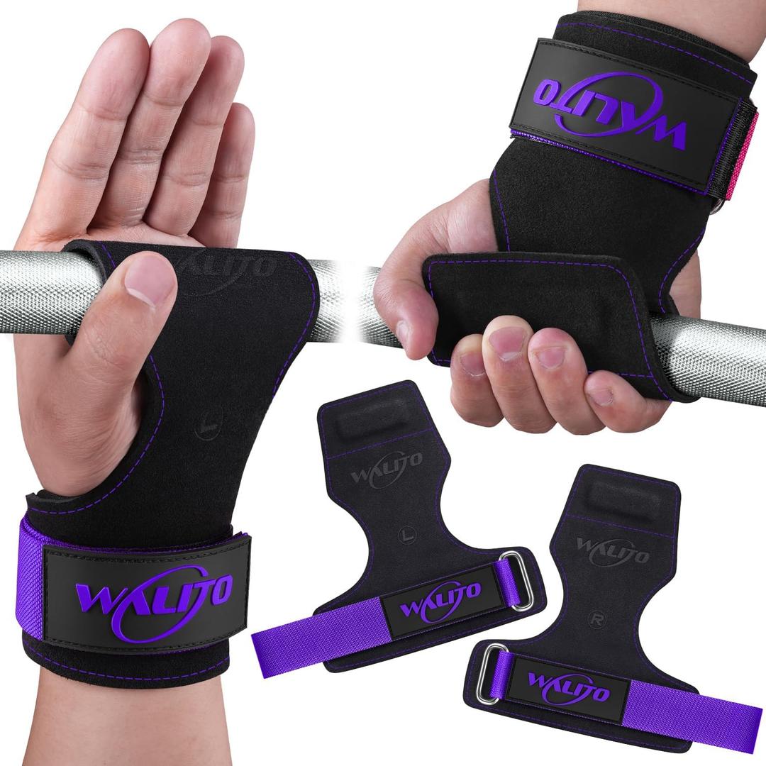 Weight Lifting Wrist StrapDouble Layer Leather Wrist Wraps with Neoprene Padding for Weightlifting & Deadlifts  Adjustable Gym Straps for Men & Women (Purple)