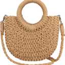 Straw Beach Bags for Women Small Shoulder Purse Woven Crossbody Handbag Top Handle Bag for Summer