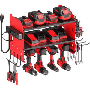 CCCEI Modular Power Tool Organizer Wall Mount with Charging, Red, 1 Pack