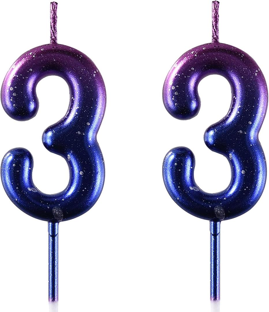 33 Birthday Candle, 33rd Cake Candles, Number 33 Birthday Candles for Cake Topper Decoration, Blue