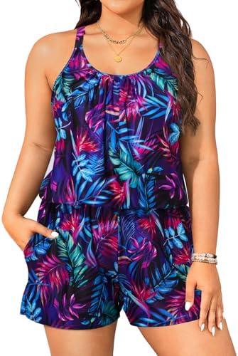 Tempt Me Romper One Piece Swimsuits with Short - Women Boyleg with Pockets Bathing Suit Modest Swimwear.22