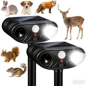 2 Pack Sonic Fortress Pro Deer Repellent Solar Animal Repellent Outdoor | Strobe Light, Waterproof Squirrel Cat Repellent Outdoor Rabbit Bird Raccoon Deterrent for Yard Garden Farm