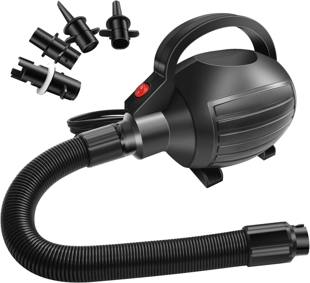 AWSUM 600W Electric Air Pump for Inflatable Gymnastics Mat, 110-120V AC Mattress Quick Fill Inflator Deflator, Portable for Pool Floats/Air Bed/Gym, 4 Nozzles