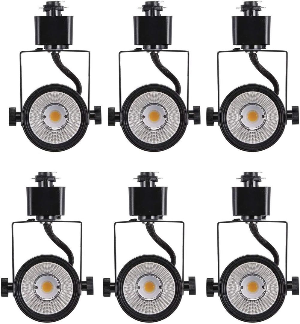 CLOUDY BAY 8W Dimmable LED Track Light Head,CRI 90+ Warm White 3000K,Adjustable Tilt Angle Track Lighting Fixture,120V 40 Angle for Accent Retail,Black Finish Halo Type - Pack of 6