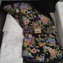 GPXGPX Western Cowboy Boots For Women Flower Embroidered Rhinestone Mid Calf Pointed Toe Chunky Heel Cowgirl Boots 8.5