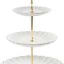 Sweejar 3 Tier Ceramic Cake Stand Wedding, Dessert Cupcake Stand for Tea Party Serving Platter (White)