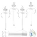 Sippy Straw Cup Conversion Kit for Dr Browns Narrow and Narrow Glass Baby Bottles, Weighted Sippy Replacement Kit with Soft Sippy Top and Handle,for Babies 6+ Months, Set of 4