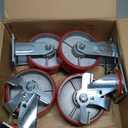 VEVOR Caster Wheels Set of 4, 6" Heavy Duty Casters (2 Rigid and 2 Swivel Casters with Side Brake) Polyurethane Iron Core Plate 4000LBS Capacity