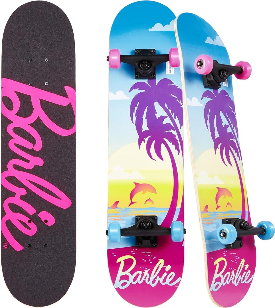 Barbie Skateboard with Printed Graphic Grip Tape - Great for Kids and Teens, Cruiser Skateboard with ABEC 5 Bearings, Durable Deck, Smooth Wheels