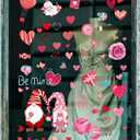 2 x AOWDIAO 9 Sheets Valentine's Day Window Clings Double-Sided Hearts Gnomes Valentines Decorations Supplies