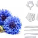 Professional Flower Fondant Mold Set, Reusable Silicone Cake Decorating Tools for Baking & Sugar Craft (Cornflower Fondant Flower)