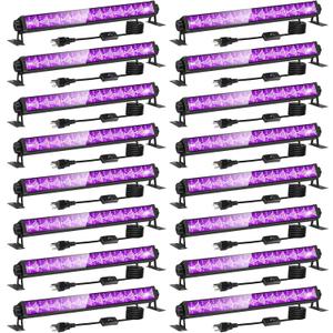 16 Pack 40W LED Black Light Bar, Black Lights Light Up 8000ft with Switch+Plug+6ft Cord, for Glow Party Supply, Halloween, Bedroom, Body Paint, Fluorescent Party