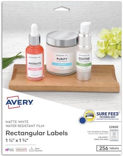 Avery Printable Blank Rectangle Labels, 1.25" x 1.75", White, 256 Customizable Labels (22828)