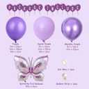Butterfly Balloons Arch Garland Kit,Light Pastel Metallic Purple Balloons with Lavender Lilac Foil Butterfly for Girl's Birthday Baby Shower Wedding Mother's Day Valentines Party Decorations