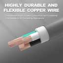 EP 2 Pack 6 Ft Flat Plug Appliance and Power Tool Cord, 14 Gauge 3 Prong 15A Replacement Power Supply Cord Cable, 110V 115V 121V AC Pigtail, Grey