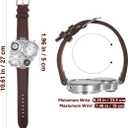 NICERIO Mens Big Face Watches - Cool Wrist Watch Genuine Leather Strap Dual Time Zone Sport Watch Analog Quartz Display with Thermometer Compass