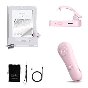 Page Turner for Kindle with Case, 2025 New Remote Control Page Turner for Kindle Paperwhite Oasis, Clicker Accessories for Reading Novel/ Comic, Compatible with iPhone, Kobo, iPad, Android Tablet-Pink
