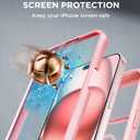 Miracase Glass Series for iPhone 15 Case [Compatible with MagSafe] Full-Body Magnetic Case with Built-in 9H Tempered Glass Anti-Fingerprint Screen Protector + Camera Lens Protector, Pink and Clear