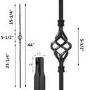 S08 Wrought Iron Balusters Set of 10 Decorative Metal Balusters for Decks Spiral Stair Railing 1/2-inch Hollow Single Basket Iron Spindles Satin Black Metal Railing