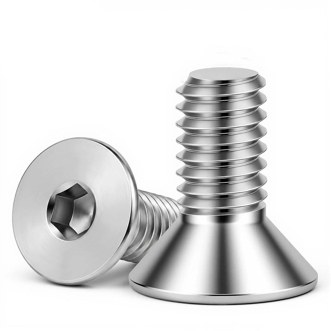 1/4-20 x 3/4" Flat Head Socket Cap Screws Countersunk Bolts, Allen Socket Drive, 304 Stainless Steel 18-8, Bright Finish, Pack of 50
