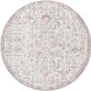 jinchan Kalen Round Rug 4ft Area Rug Washable Vintage Indoor Retro Accent Entryway Floor Cover Distressed Floral 4' Round Circle Boho Non Slip Thin Carpet for Bedroom Living Room Dining Room Red