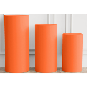 Wokceer Spandex Cylinder Stand Covers for Party 3Pcs Cylinder Pedestal Covers Plinth Stand Pillar Cover for Birthday Party Wedding Props Decor Beige (Only Cover)