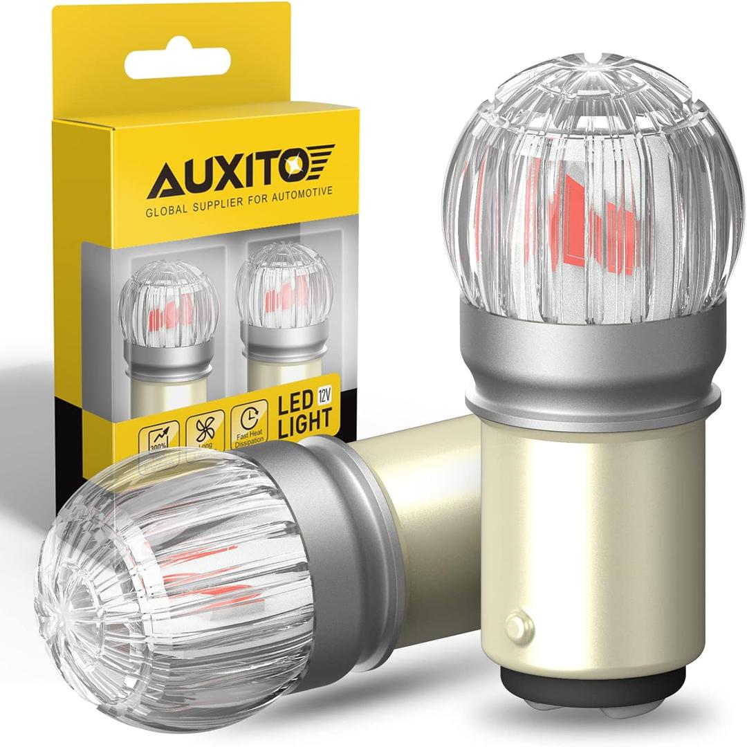 AUXITO 1157 LED Bulbs Red Brake Light, 400% Brighter 2057 2357 7528 BAY15D LED Light for Tail Lights, Brake Stop Signal Light, Side Marker Parking Light, Pack of 2