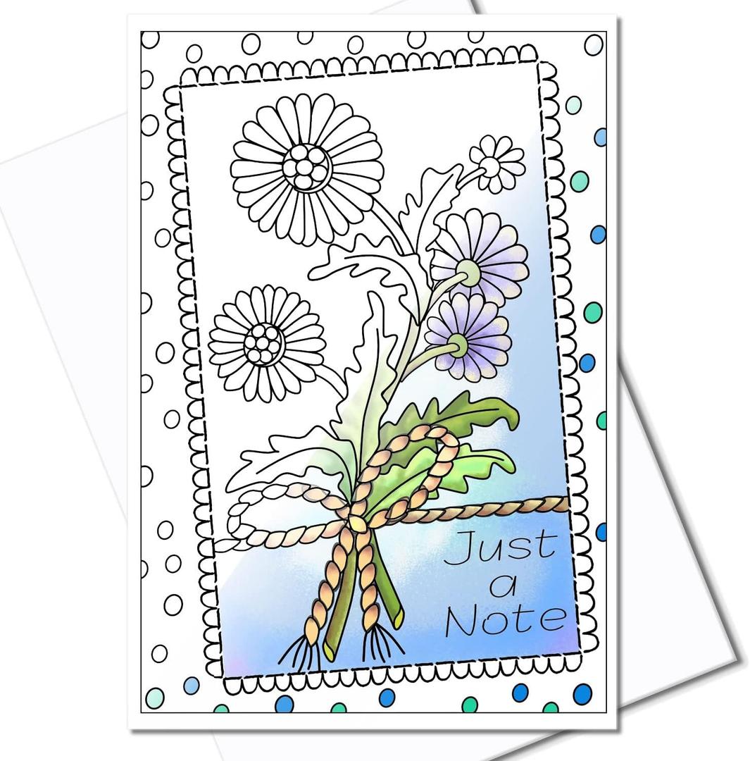Art Eclect Coloring Note Cards for Adults, Just a Note to Say, 10 Different Designs and 10 White Envelopes (JustNote/10)