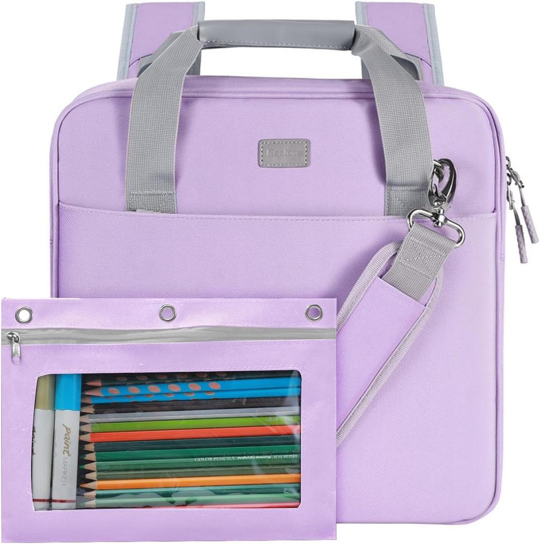 Realove 3 Inch 3 Ring Zipper Binder with Double Shoulder Strap & Handle - 3 D-Ring Binder with Zipper with Multi-Pocket (for 13 Laptop & Tablet and Smaller) for School-Purple(Pen not Included)