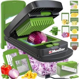 Mueller Pro-Series 10-in-1, 8 Blade Vegetable Chopper, Onion Mincer, Cutter, Dicer, Egg Slicer with Container, French Fry Cutter Potatoe Slicer, Home Essentials & Kitchen Gadgets, Salad Chopper 