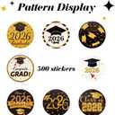 5 x 500Pcs Graduation Stickers Class of 2026 Round Graduation Envelope Seal Label Self-Adhesive Stickers for Graduation Party (Graduation1)