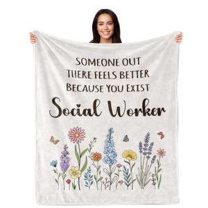 PAZISOL Social Worker Appreciation Gifts, Social Work Month Gifts for Women, Female School Socialworkers Birthday Gift Ideas, Unique Retirement Graduation Gift for MSW/DSW/LCSW 60"X50" Throw Blanket