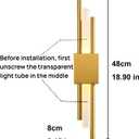 Modern Golden LED Wall Sconce, Geometric Metal and Acrylic Vertical Wall Lamp, Minimalist LED Light for Bedroom, Living Room, Hallway – 8 W, 48 cm, 3 Light Shades (Gold-Left)