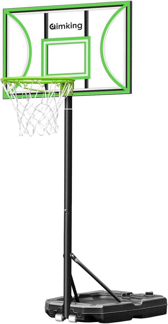 Basketball Hoop Outdoor with Adjustable 3-9FT Height, Portable Basketball Hoops & Goals for Kids/Teenagers/Youth in Backyard/Driveway/Indoor, Pool Basketball Hoop for Summer (Cyan-blue)