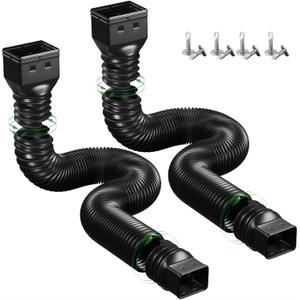 2 Pack Rain Gutter Downspout Extensions Flexible,Down Spout Extender Diverter Extendable from 21 to 68 in,Screws for Included,Black