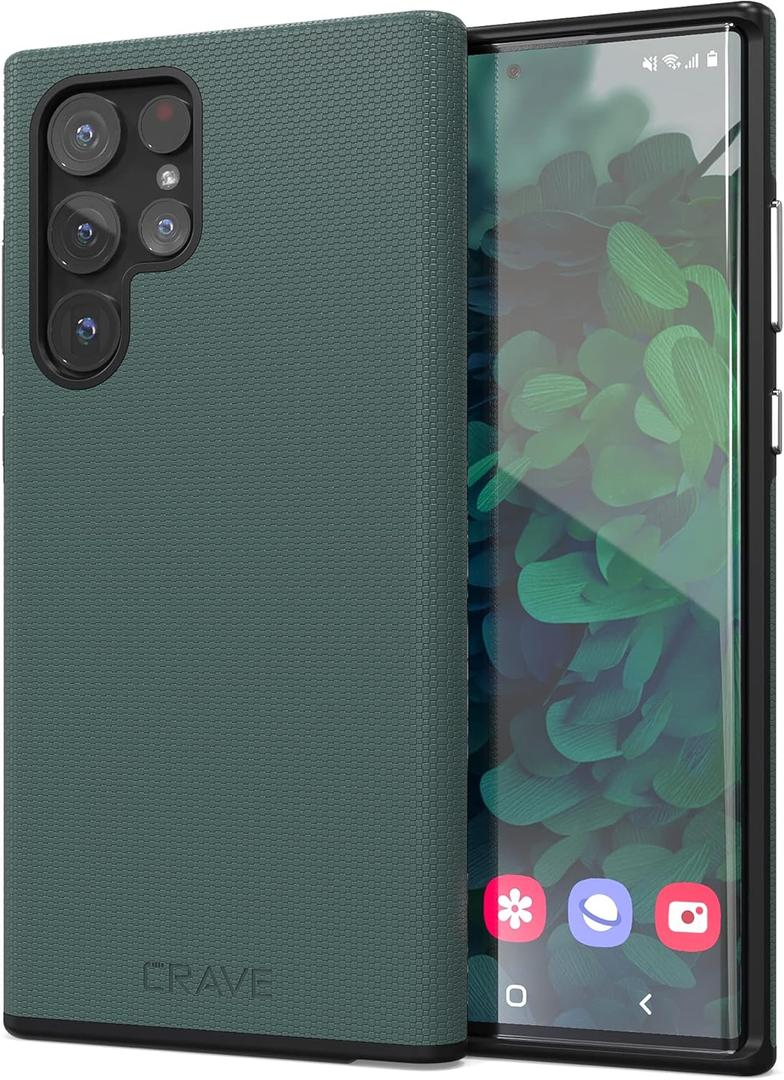 Crave for Galaxy S22 Ultra Case, Shockproof Protection Dual Layer Case for Samsung Galaxy S22 Ultra 5G (6.8 inch) - Forest Green.